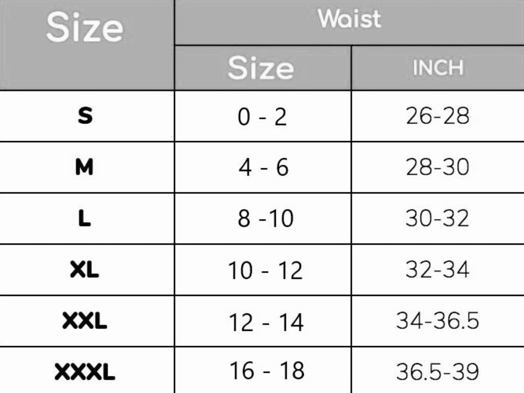 Booster hotsell size chart